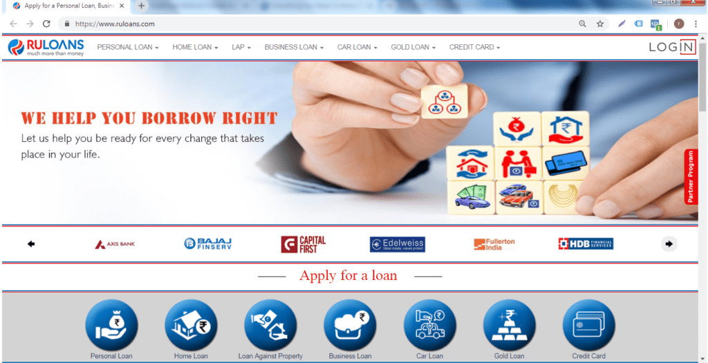 6 easy steps to become a Loan DSA with Ruloans! 1 ruloans home page